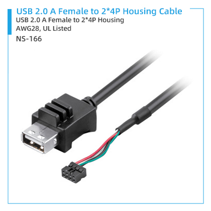 NS-166 USB 2.0 A Female to 2*4P Housing Cable