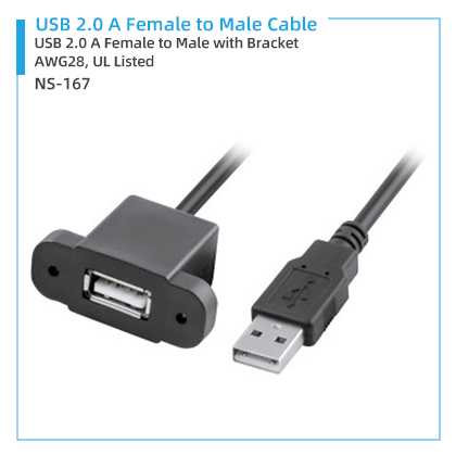 NS-167 USB 2.0 A Female to Male Cable