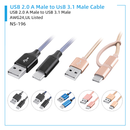 NS-196 USB 2.0 A Male to USB 3.1 Male Cable