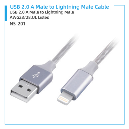 NS-201 USB 2.0 A Male to Lightning Male Cable