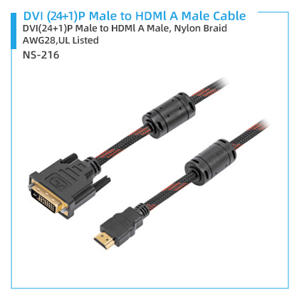 NS-216 DVI(24+1)P Male to HDMI A Male Cable