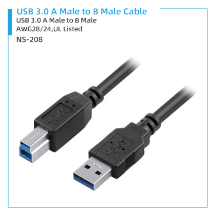 NS-208 USB 3.0 A Male to B Male Cable