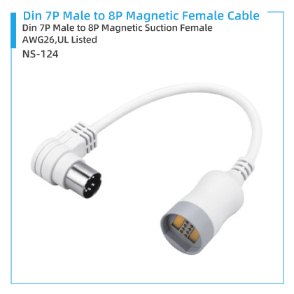 NS-124 Din 7P Male to 8P Magnetic Female Cable