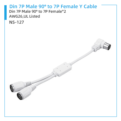 NS-127 Din 7P Male 90 degrees to 7P Female Y Cable