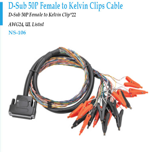 NS-106 D-Sub 50P Female To Kelvin Clips Cable